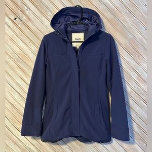 Roots Navy Blue Purple Full Zipper Water Resistant Demi Length Rain Jacket